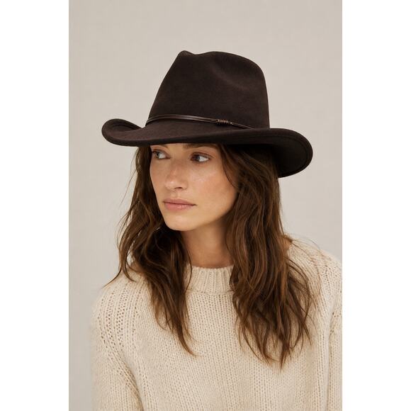 WYETH Brown Wool Rancher / Western Hat – One Size display picture 3